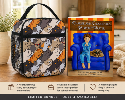 Charlie & Chocolate's Purrfect Prayer Gift Bundle (with Cat Lunch Tote)