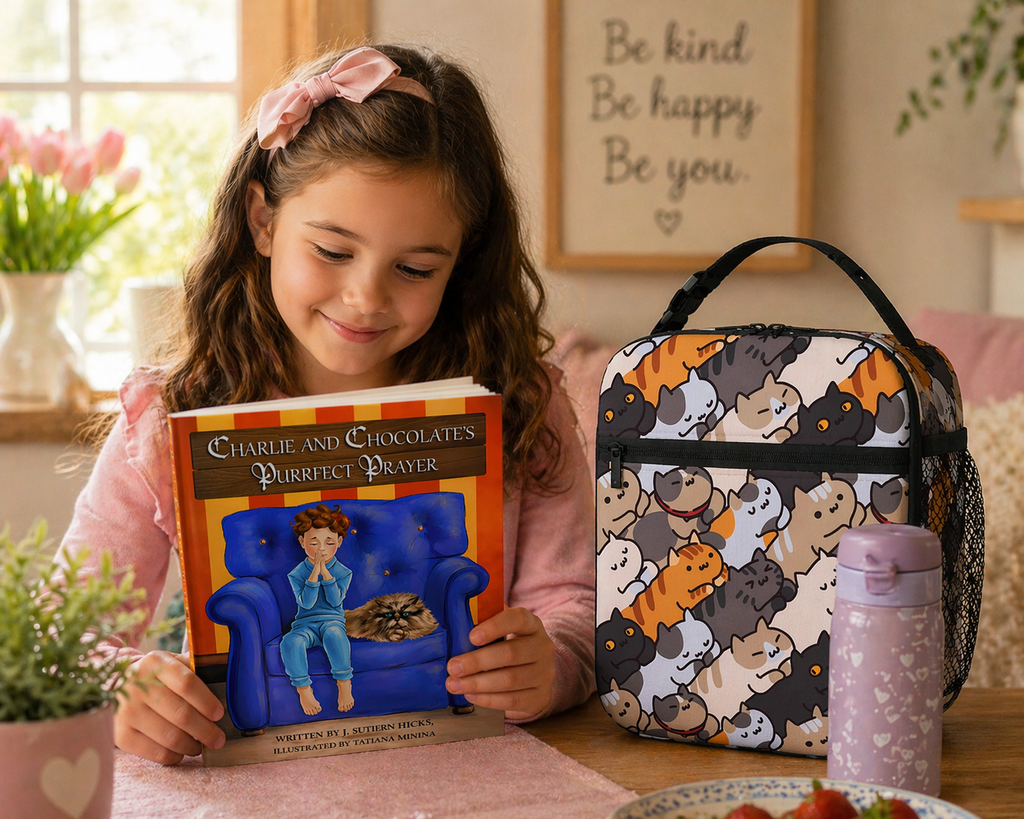 Charlie & Chocolate's Purrfect Prayer Gift Bundle (with Cat Lunch Tote)